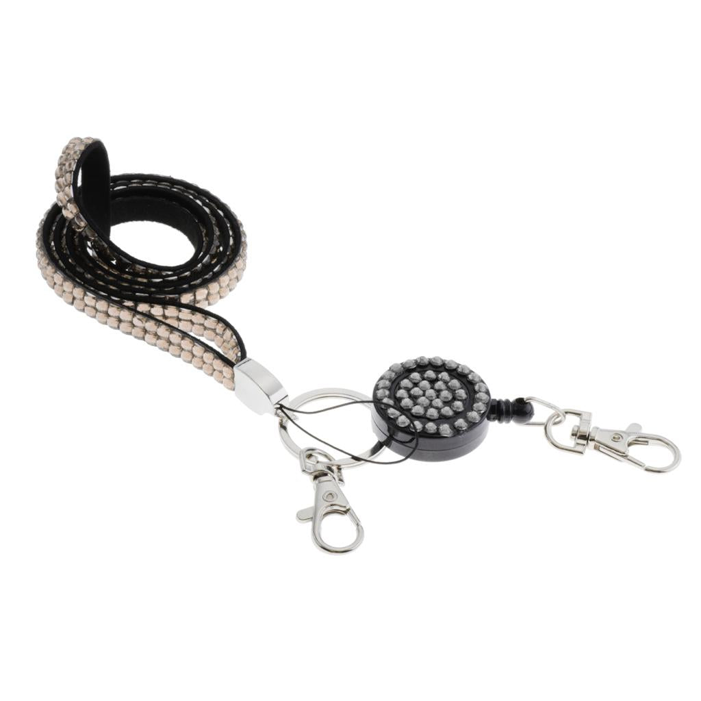 Lanyard ID Badge Card Holder Sparkling Phone Keys Neck Straps Gray