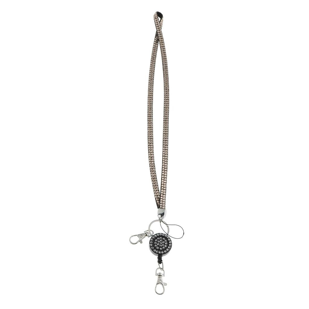 Lanyard ID Badge Card Holder Sparkling Phone Keys Neck Straps Gray