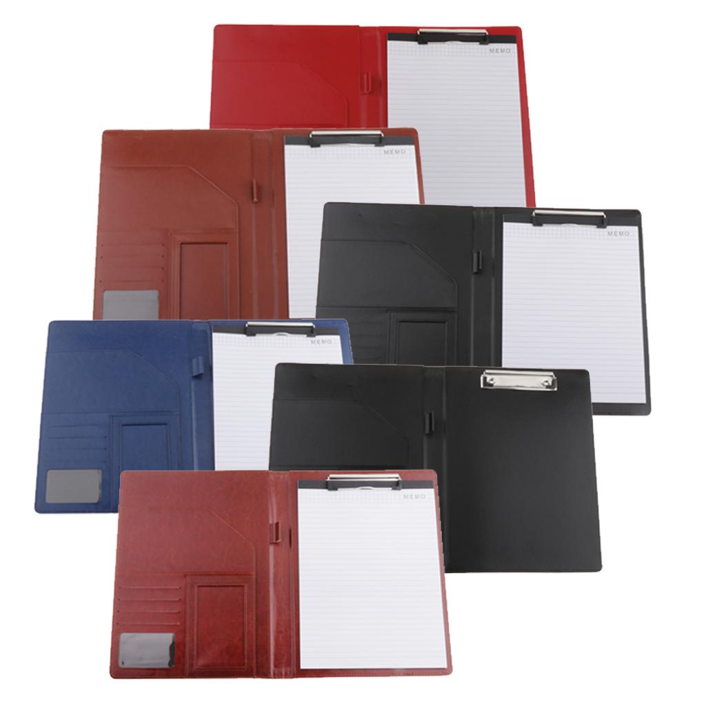 File Folder Paper Organizer Document Holder Writing Pad PU Leather Red
