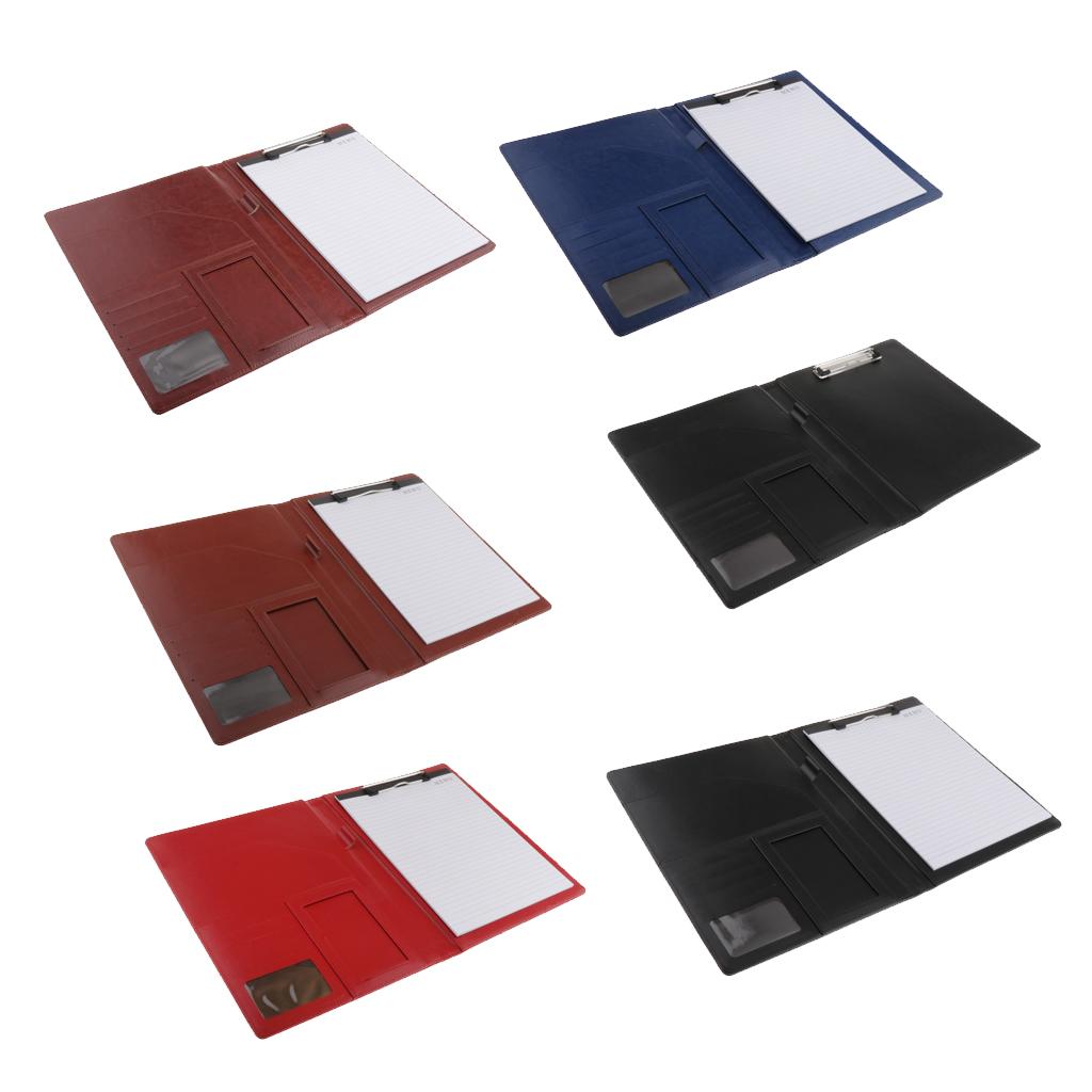File Folder Paper Organizer Document Holder Writing Pad PU Leather Red