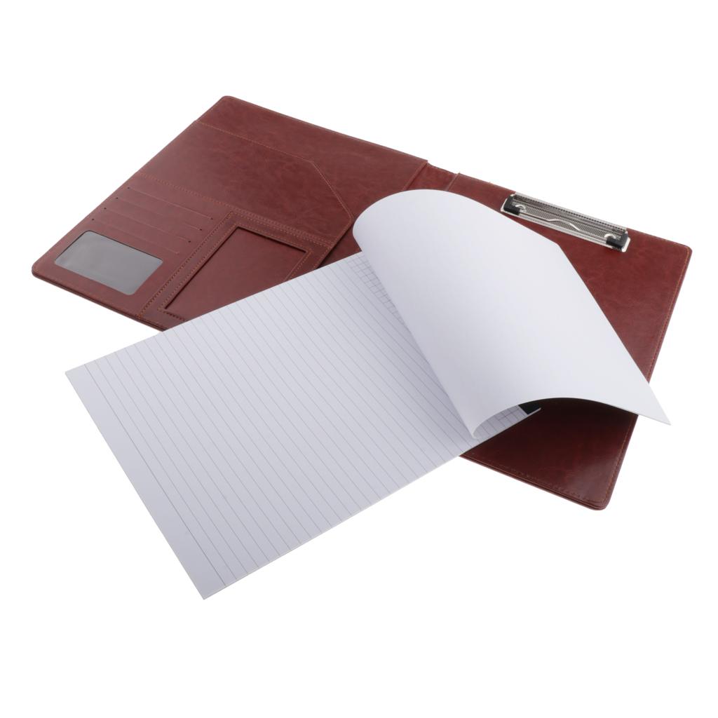 File Folder Paper Organizer Document Holder Writing Pad PU Leather Dark Brown