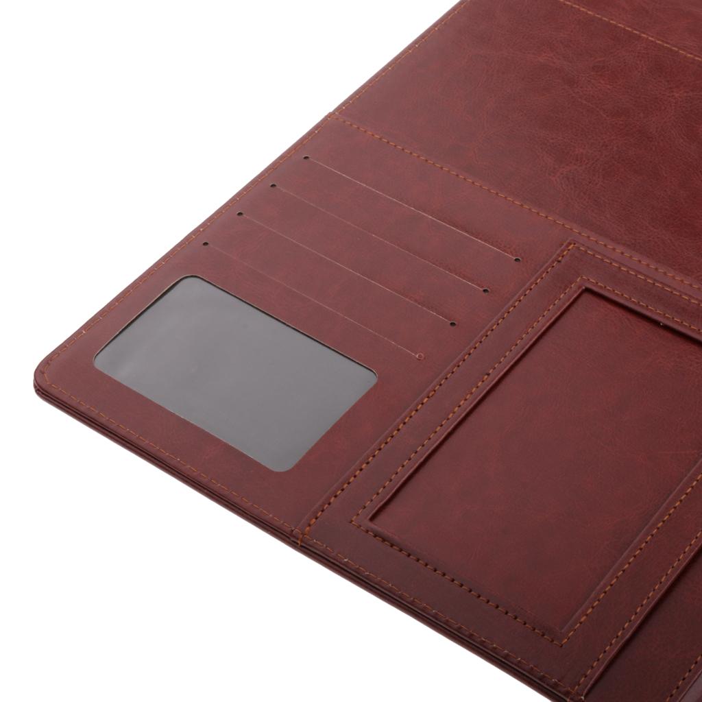 File Folder Paper Organizer Document Holder Writing Pad PU Leather Dark Brown