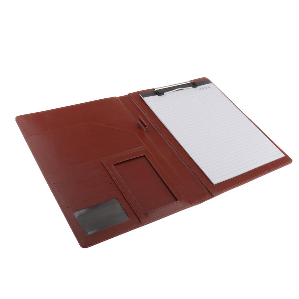 File Folder Paper Organizer Document Holder Writing Pad PU Leather Ligth Brown