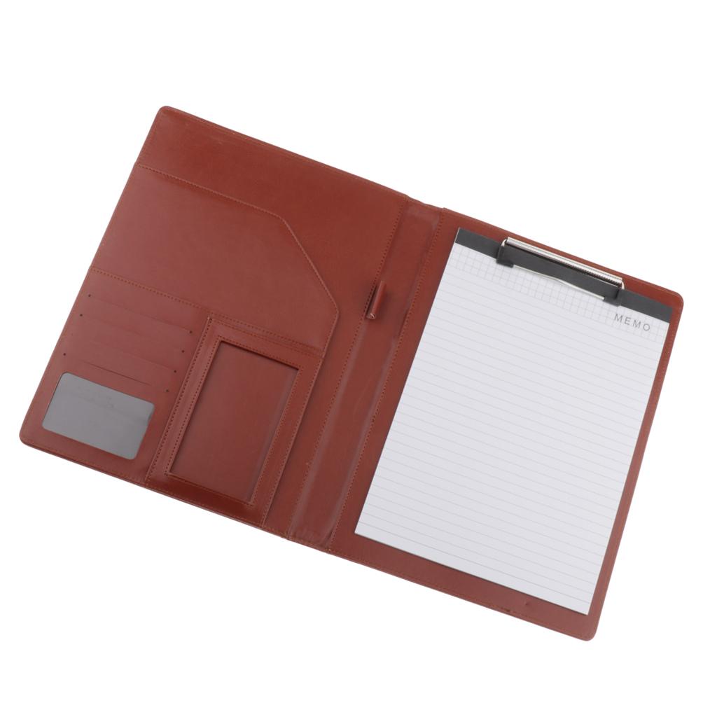 File Folder Paper Organizer Document Holder Writing Pad PU Leather Ligth Brown