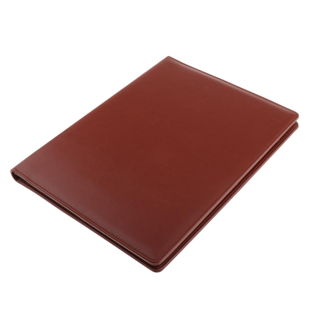 File Folder Paper Organizer Document Holder Writing Pad PU Leather Ligth Brown