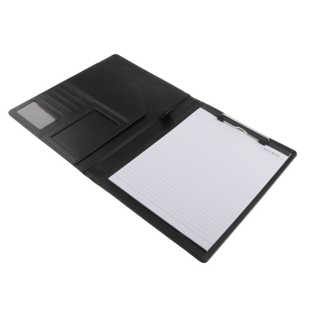 File Folder Paper Organizer Document Holder Writing Pad PU Leather Black