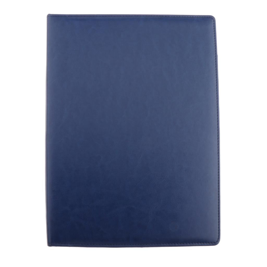 File Folder Paper Organizer Document Holder Writing Pad PU Leather Blue
