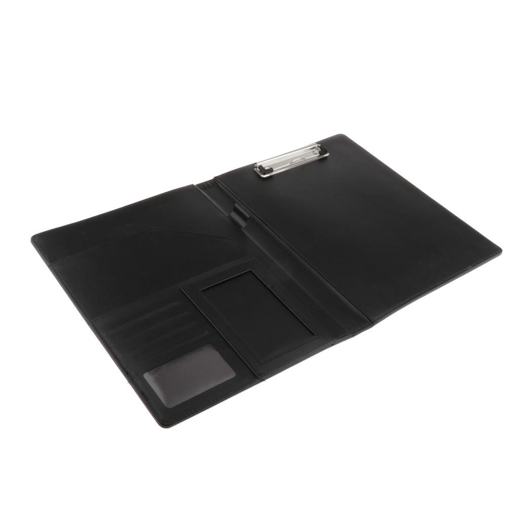 File Folder Paper Organizer Document Holder Writing Pad PU Leather Black-1
