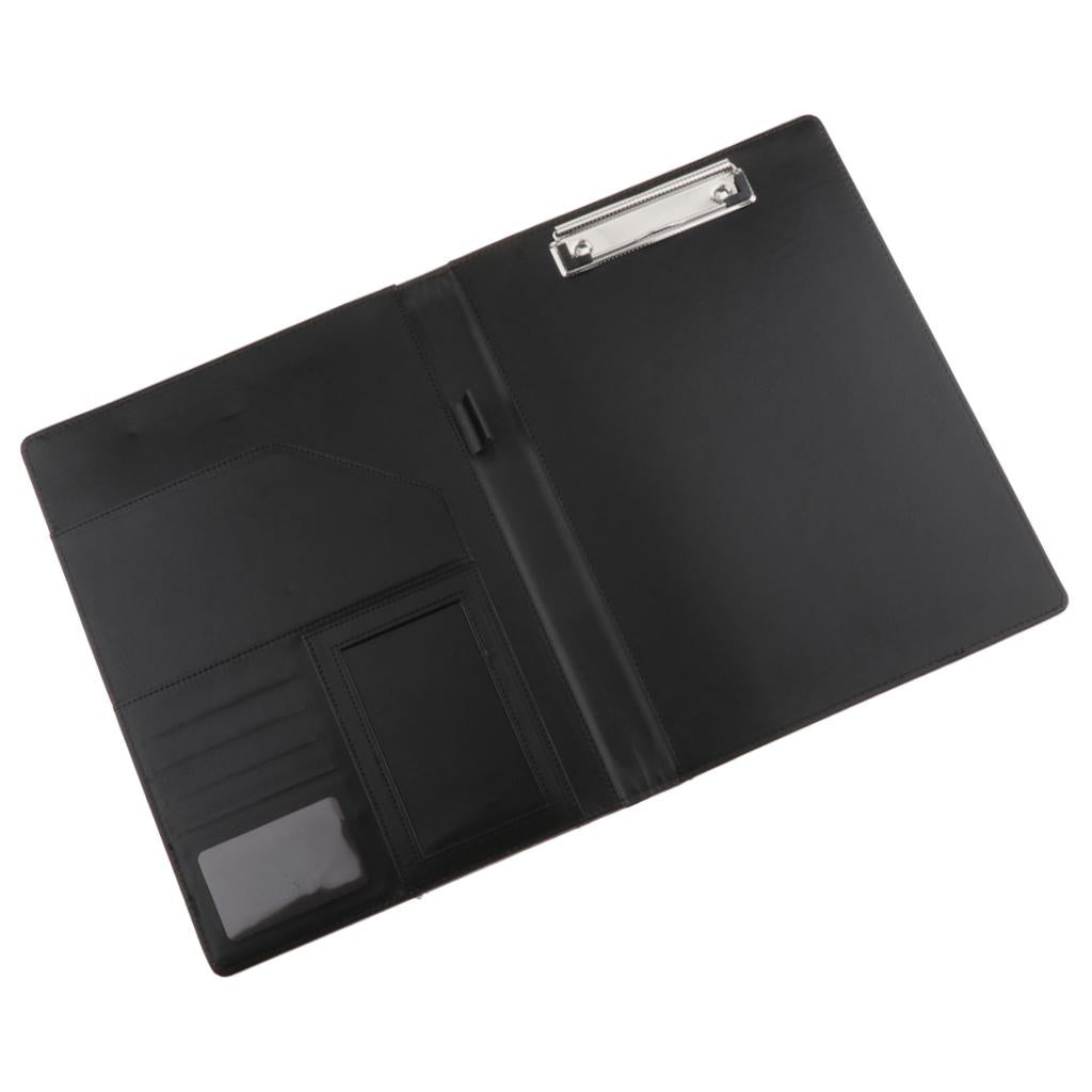 File Folder Paper Organizer Document Holder Writing Pad PU Leather Black-1