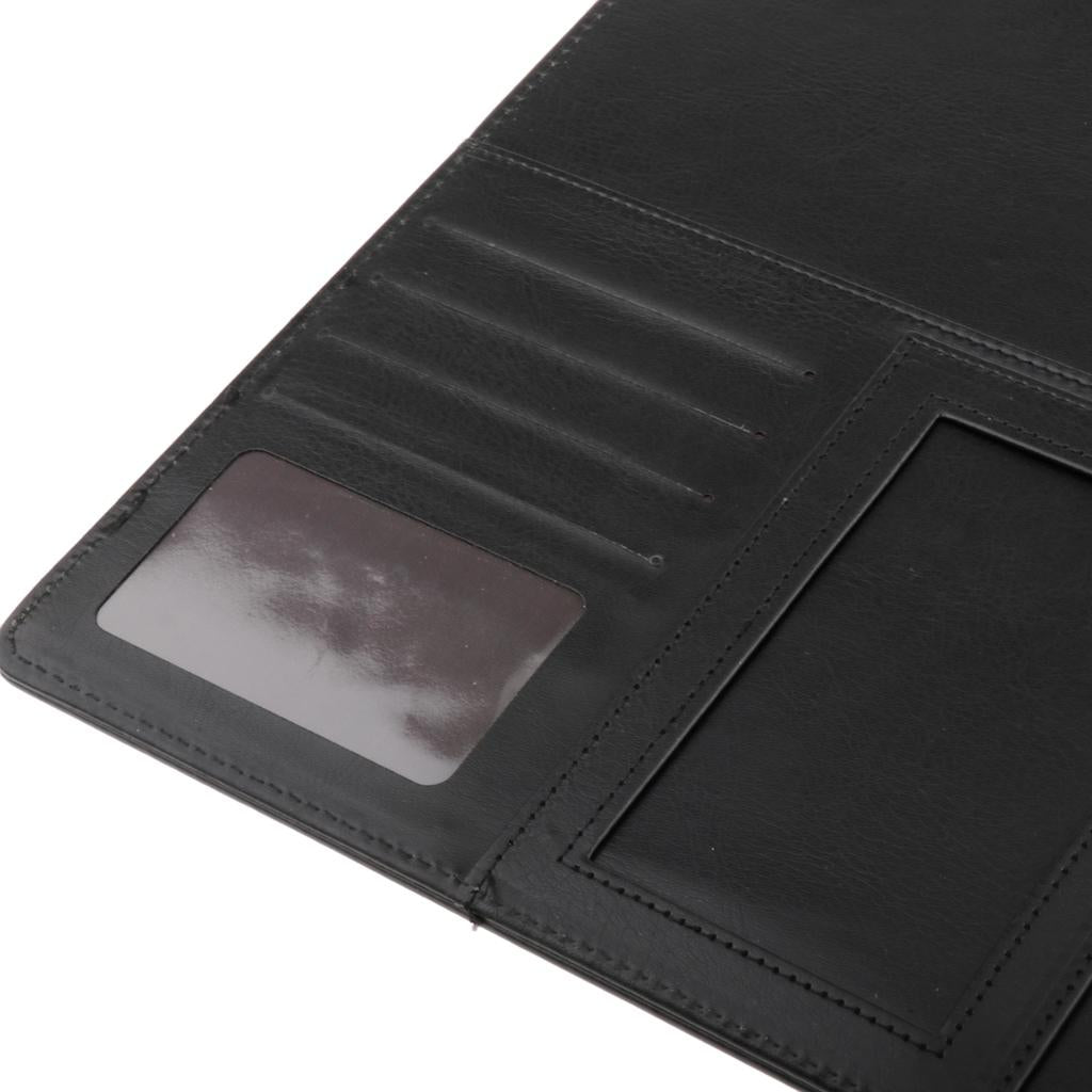 File Folder Paper Organizer Document Holder Writing Pad PU Leather Black-1
