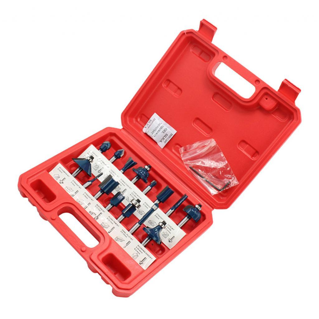 1/4" (6.35mm) Shank Trim Milling Cutter Router Bit Tool Set of 15pcs