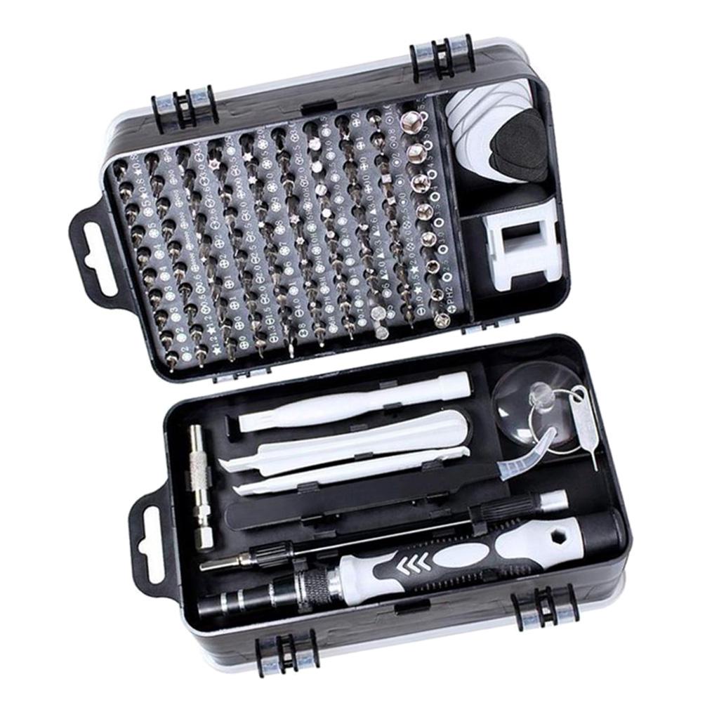 115-IN-1 Steel Screwdriver Set for Watch Repairing Tool Kit Black
