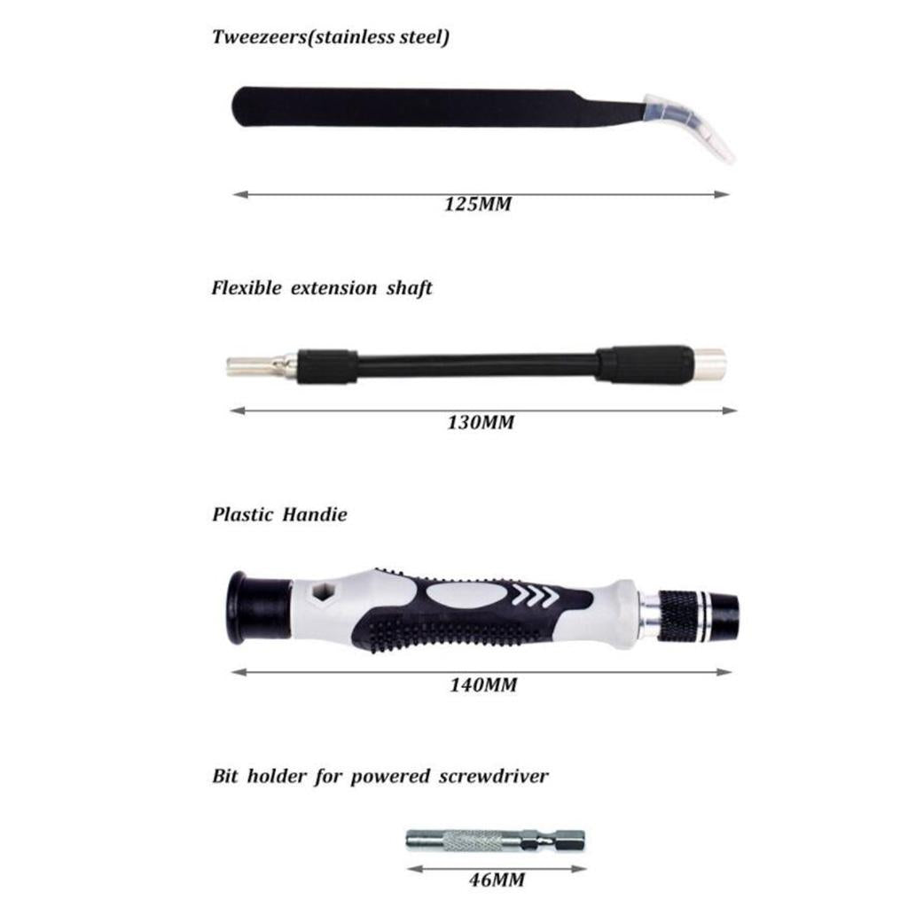 115-IN-1 Steel Screwdriver Set for Watch Repairing Tool Kit Black