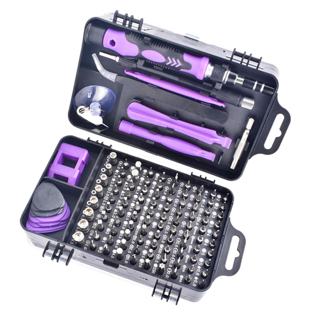 115-IN-1 Steel Screwdriver Set for Watch Repairing Tool Kit Black Purple