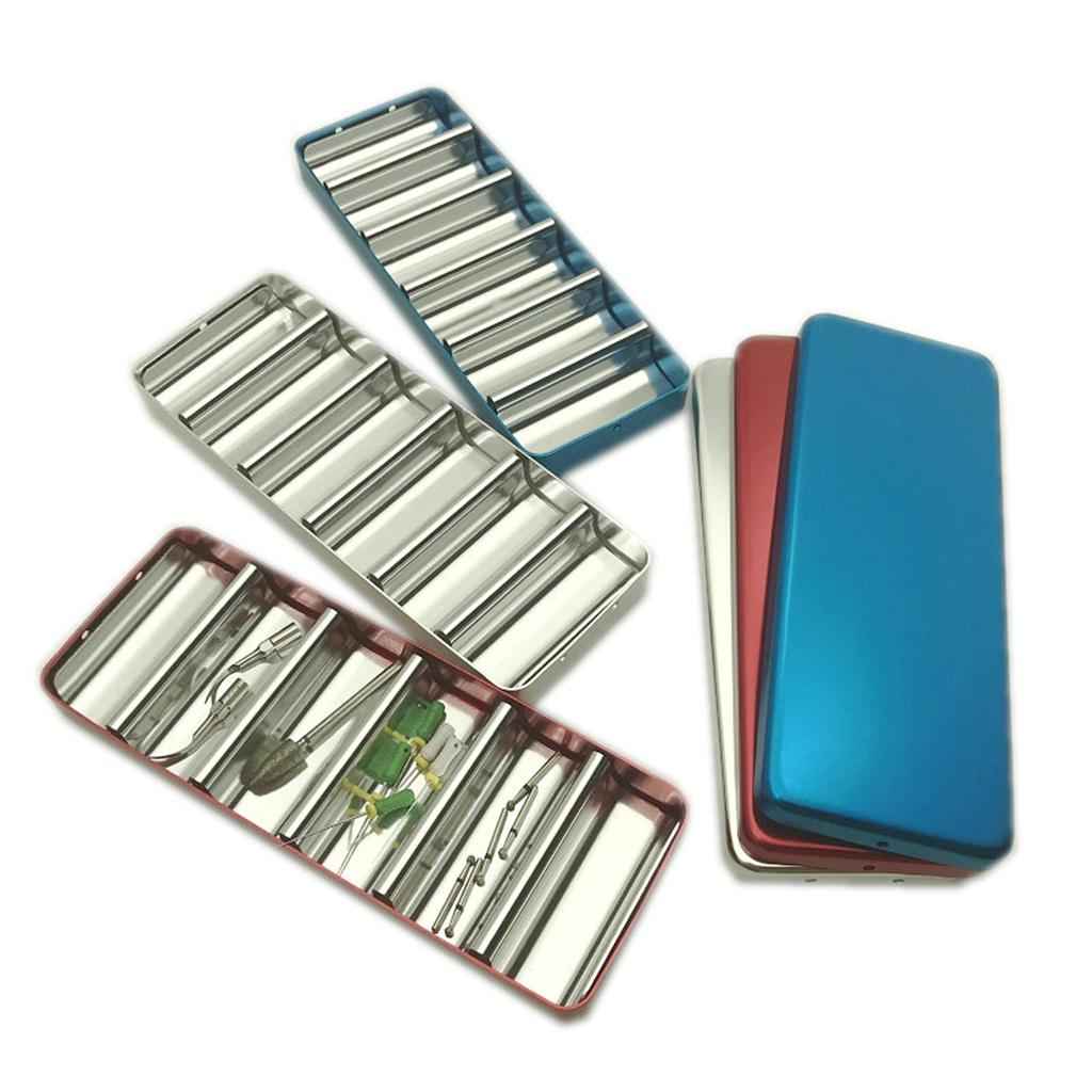 6-grid Dental Disinfection Box Bur Holder Lab Tools Equipment Accs Silver