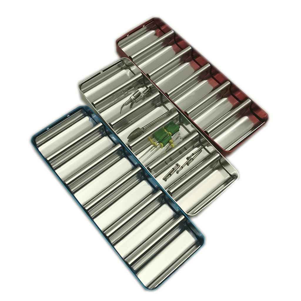 6-grid Dental Disinfection Box Bur Holder Lab Tools Equipment Accs Silver