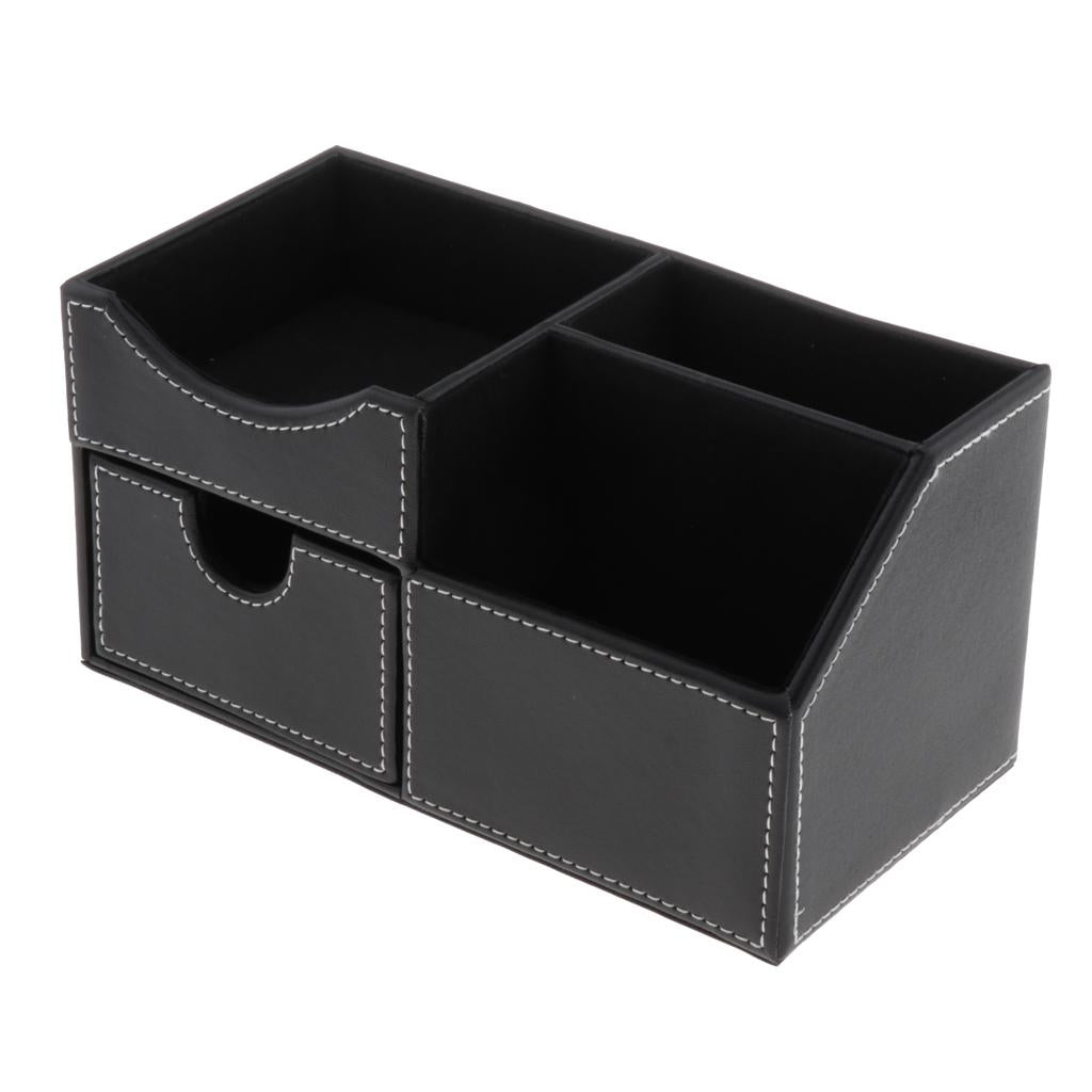 Multifunctional PU Desk Organizer Storage Box Pencil Mobile Phone Pen Holder