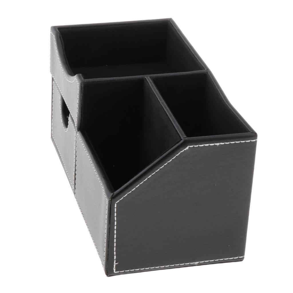 Multifunctional PU Desk Organizer Storage Box Pencil Mobile Phone Pen Holder