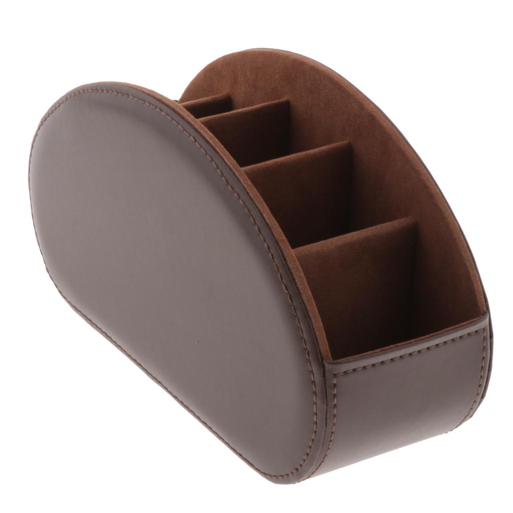 PU Leather Vintage Home Office Desktop Storage Holder Box Organizer Brown
