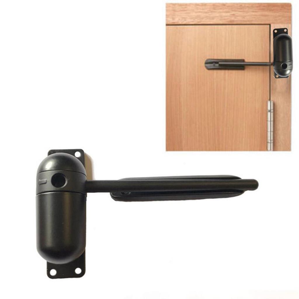 Black Mini Durable Spring Track Door Closer Adjustable Surface Mounted