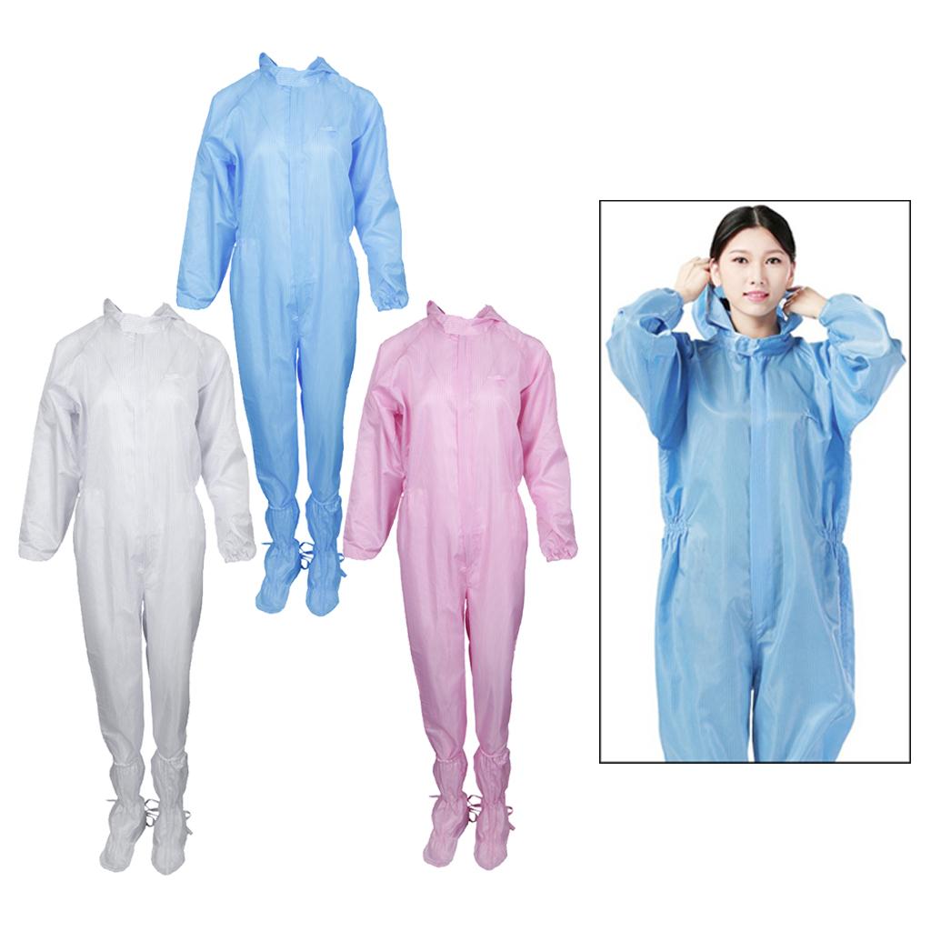 Dust-Proof Protection Clothing Safety Coverall w/ Boots Washable Blue 2XL