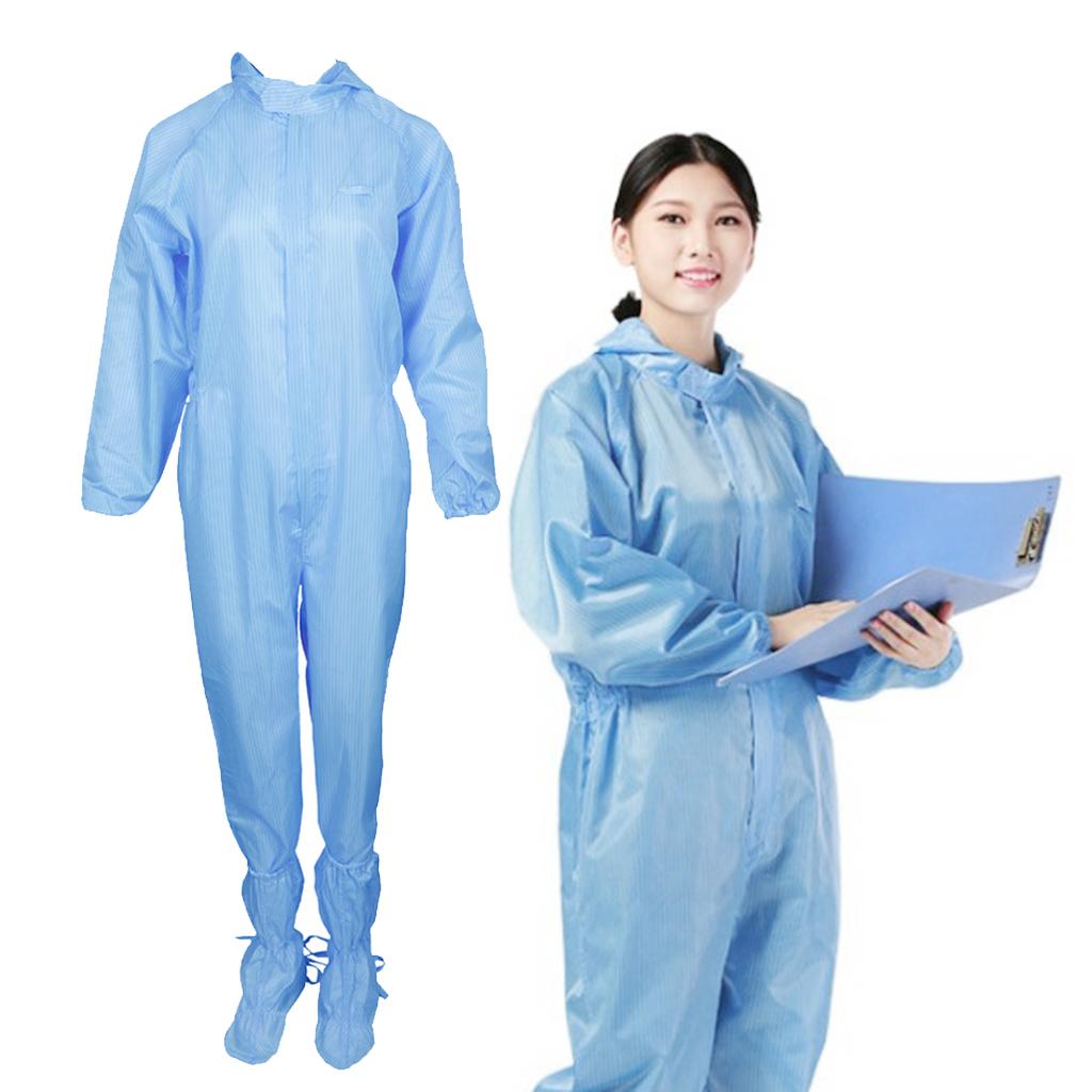 Dust-Proof Protection Clothing Safety Coverall w/ Boots Washable Blue 3XL