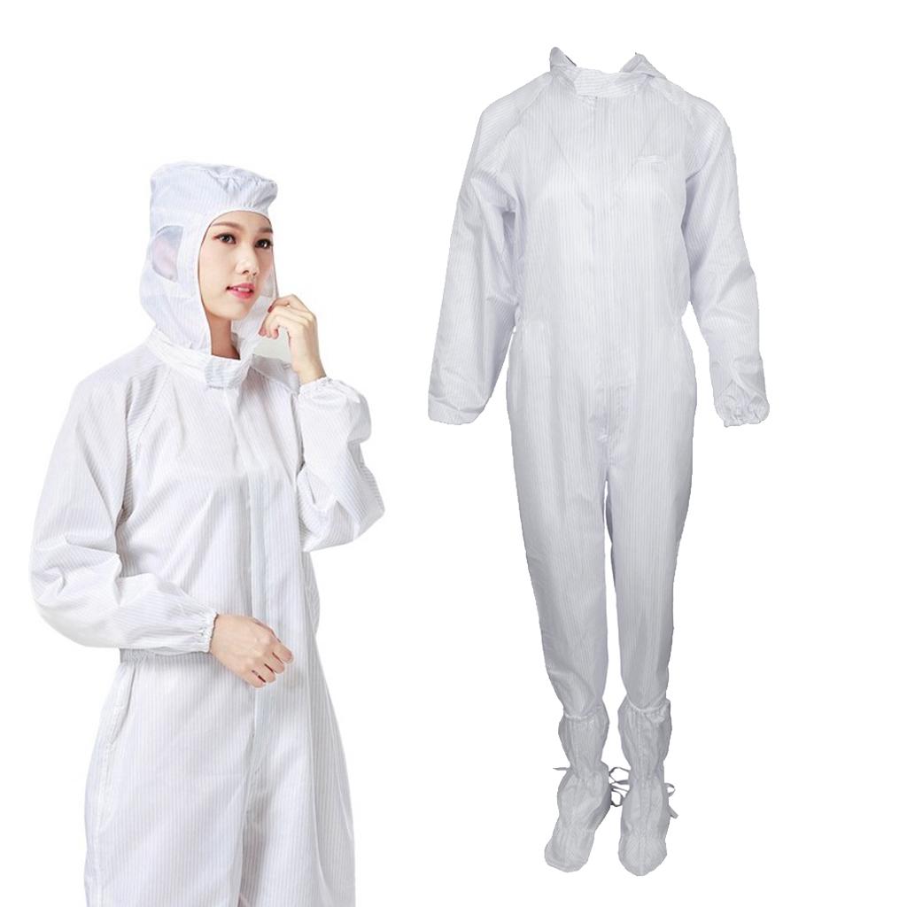 Dust-Proof Protection Clothing Safety Coverall w/ Boots Washable White 3XL