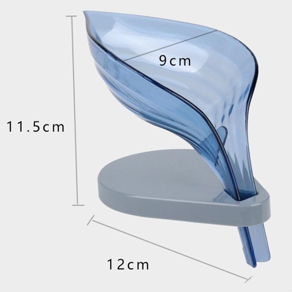 Leaf Shape Soap Box Clear Storage Plate Case Kitchen Sink Supplies Gadgets Blue