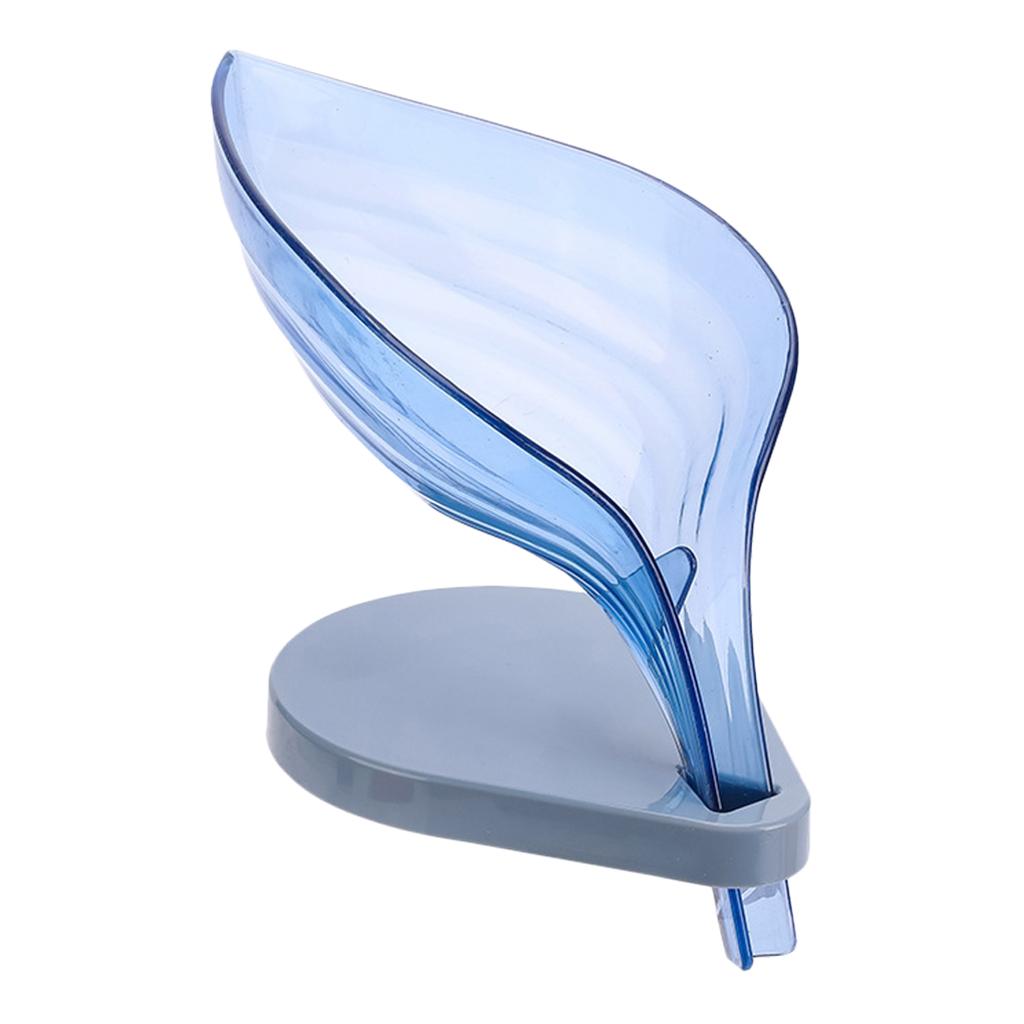 Leaf Shape Soap Box Clear Storage Plate Case Kitchen Sink Supplies Gadgets Blue