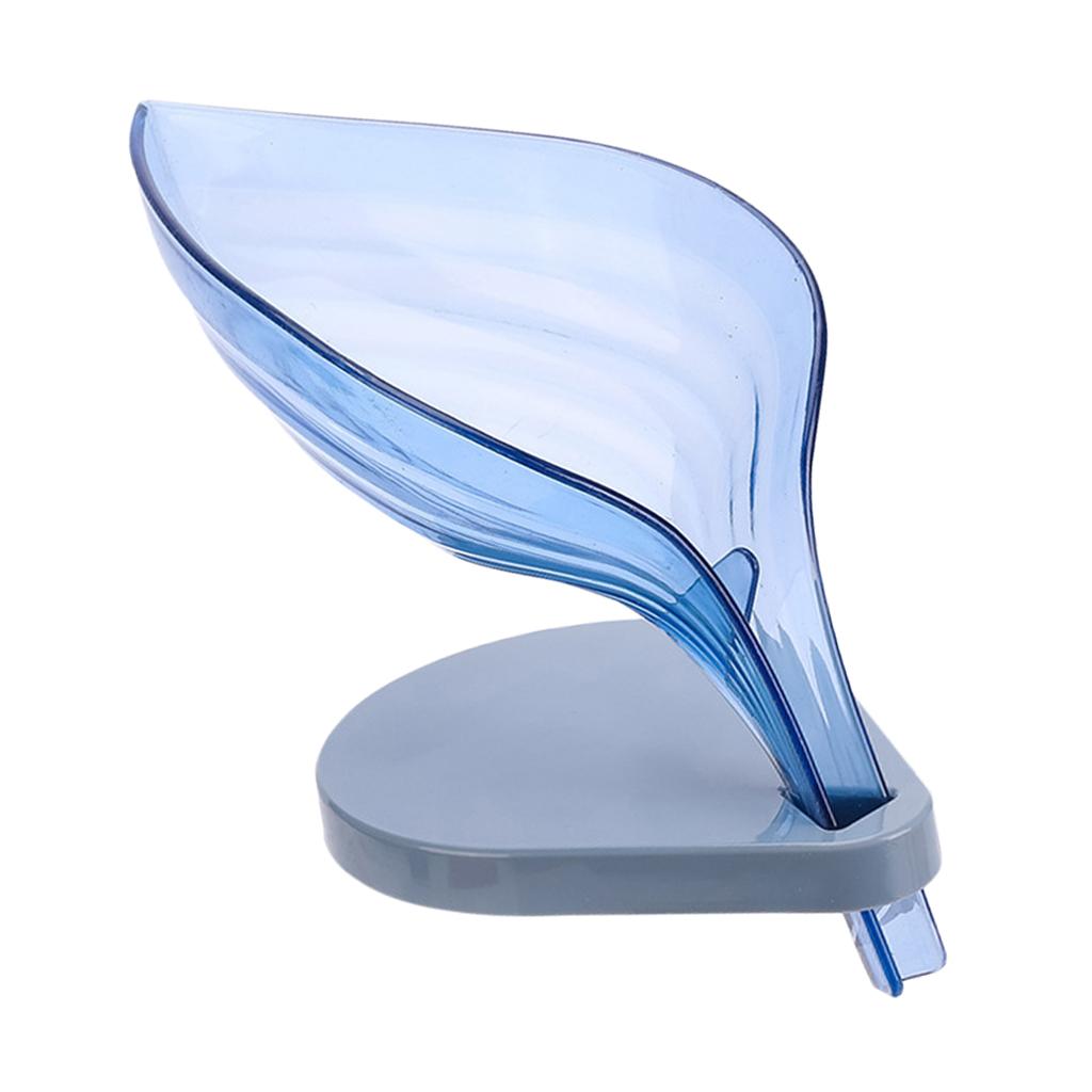 Leaf Shape Soap Box Clear Storage Plate Case Kitchen Sink Supplies Gadgets Blue