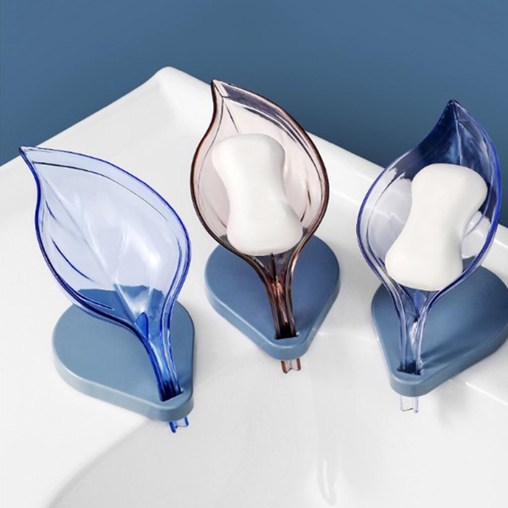 Leaf Shape Soap Box Clear Storage Plate Case Kitchen Sink Supplies Gadgets White