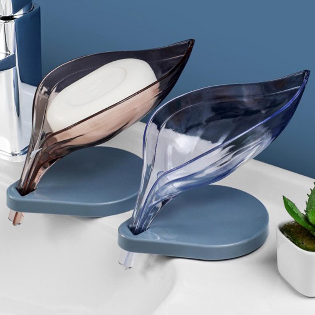 Leaf Shape Soap Box Clear Storage Plate Case Kitchen Sink Supplies Gadgets White