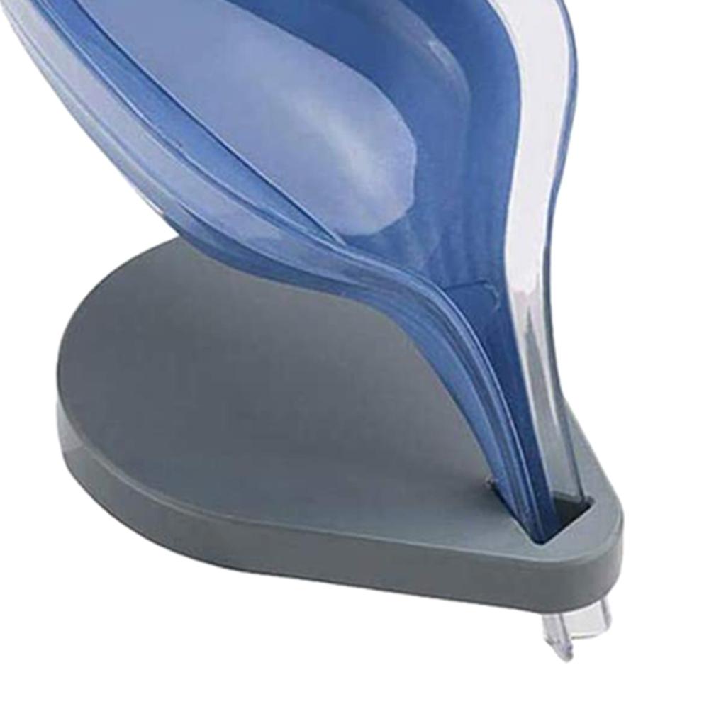 Leaf Shape Soap Box Clear Storage Plate Case Kitchen Sink Supplies Gadgets Dark Blue