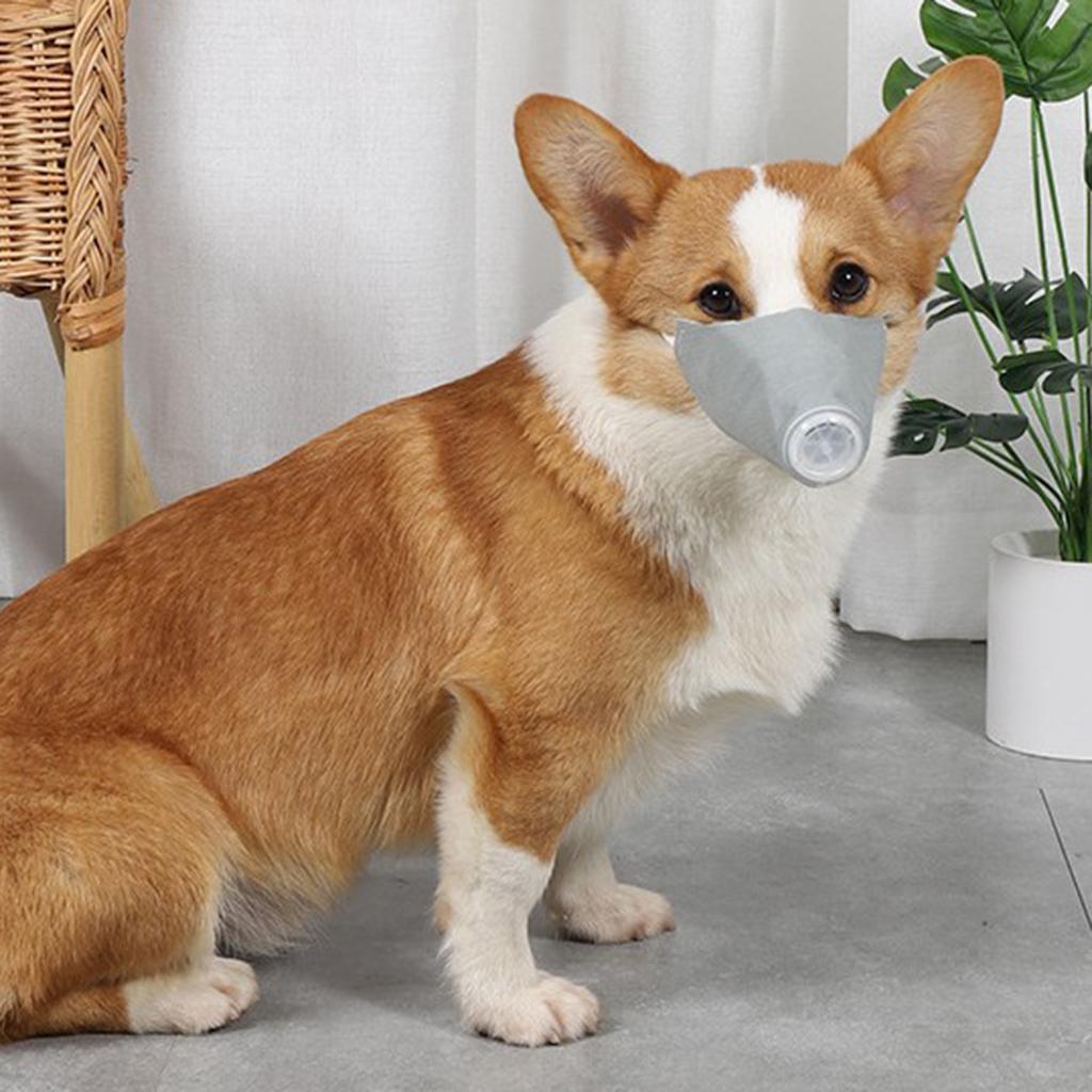 Pet Dog Face Mouth Dust Mask Mouthcover Pet Anti-fog Muzzle w/ Strap Gray S