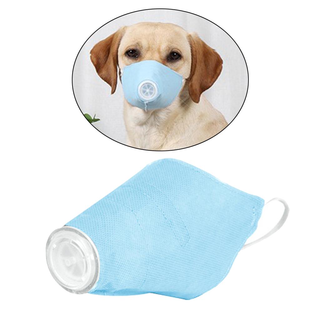 Pet Dog Face Mouth Dust Mask Mouthcover Pet Anti-fog Muzzle w/ Strap Blue M