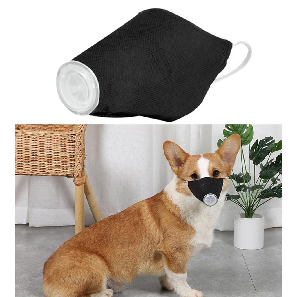 Pet Dog Face Mouth Dust Mask Mouthcover Pet Anti-fog Muzzle w/ Strap Black L