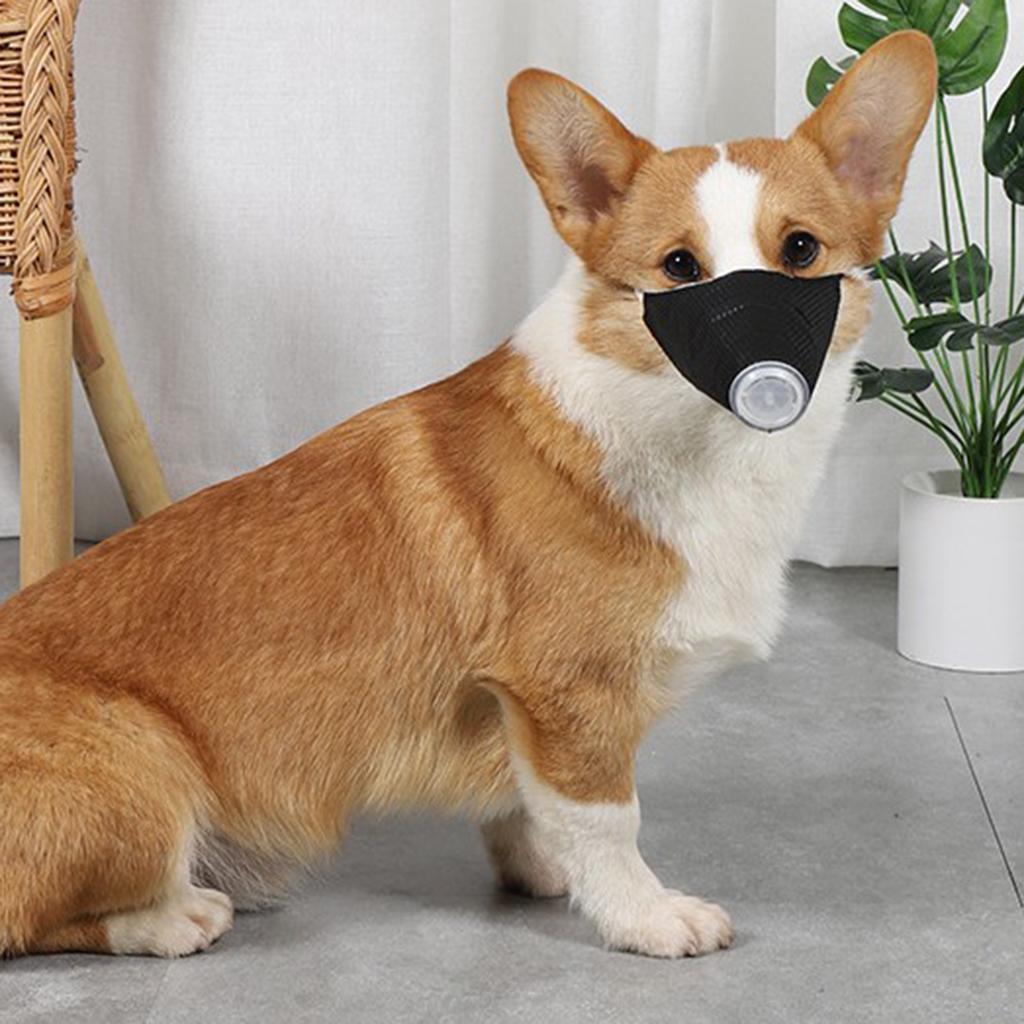 Pet Dog Face Mouth Dust Mask Mouthcover Pet Anti-fog Muzzle w/ Strap Black L