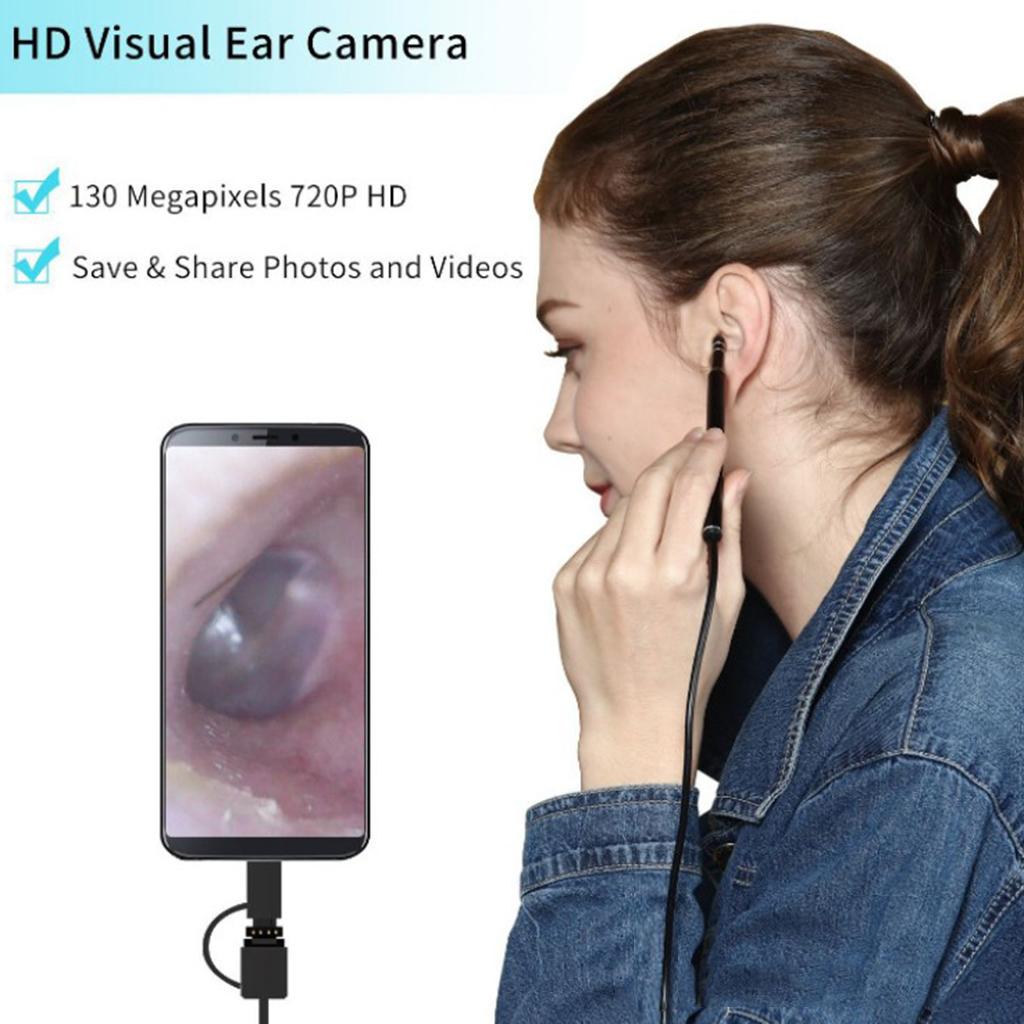 HD 6 LED Type C Micro USB Endoscope Cleaner Camera Gray