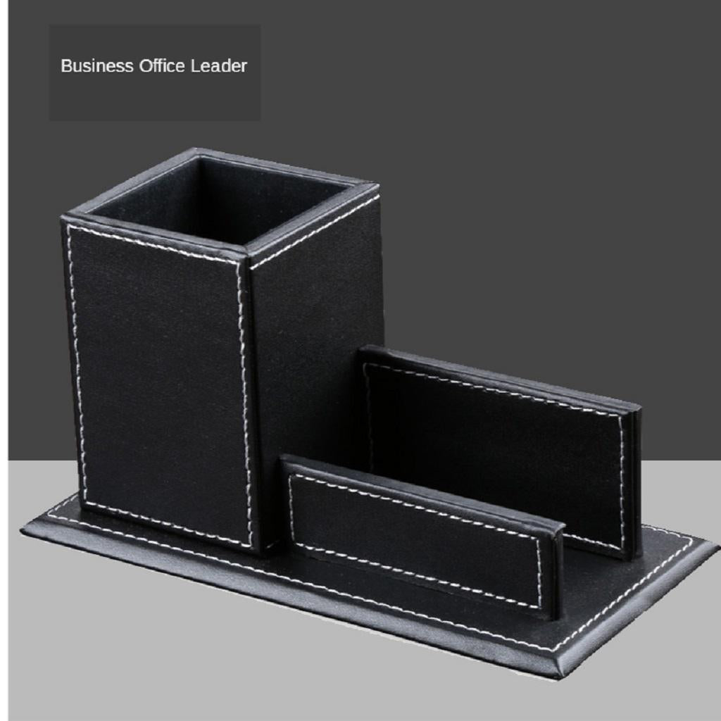 Multi-functional Creative leather Pen Holder Business Card Holder Black