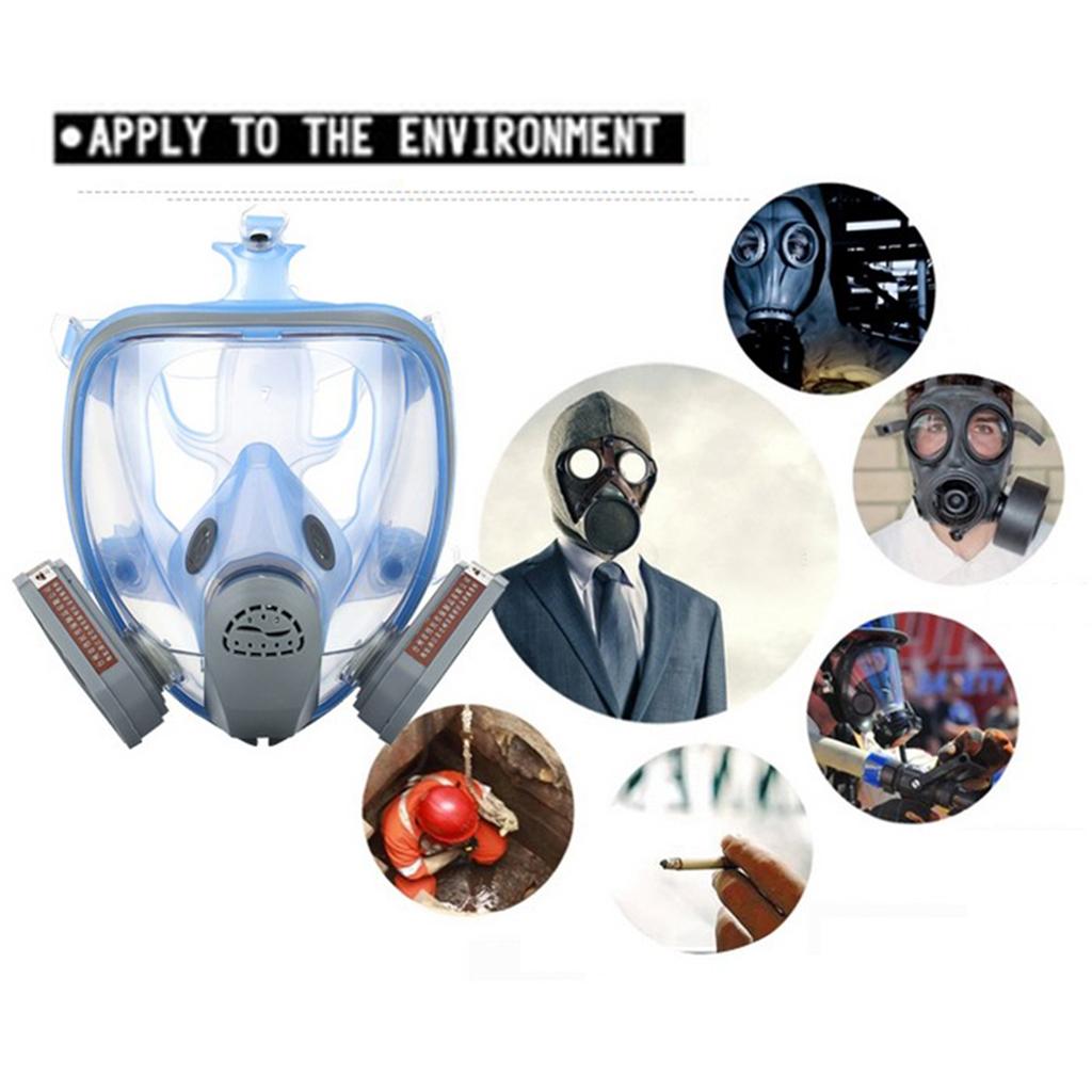 Full Face Smoke Gas Filter Anti-fog Protective Facepiece w/ Cartrige