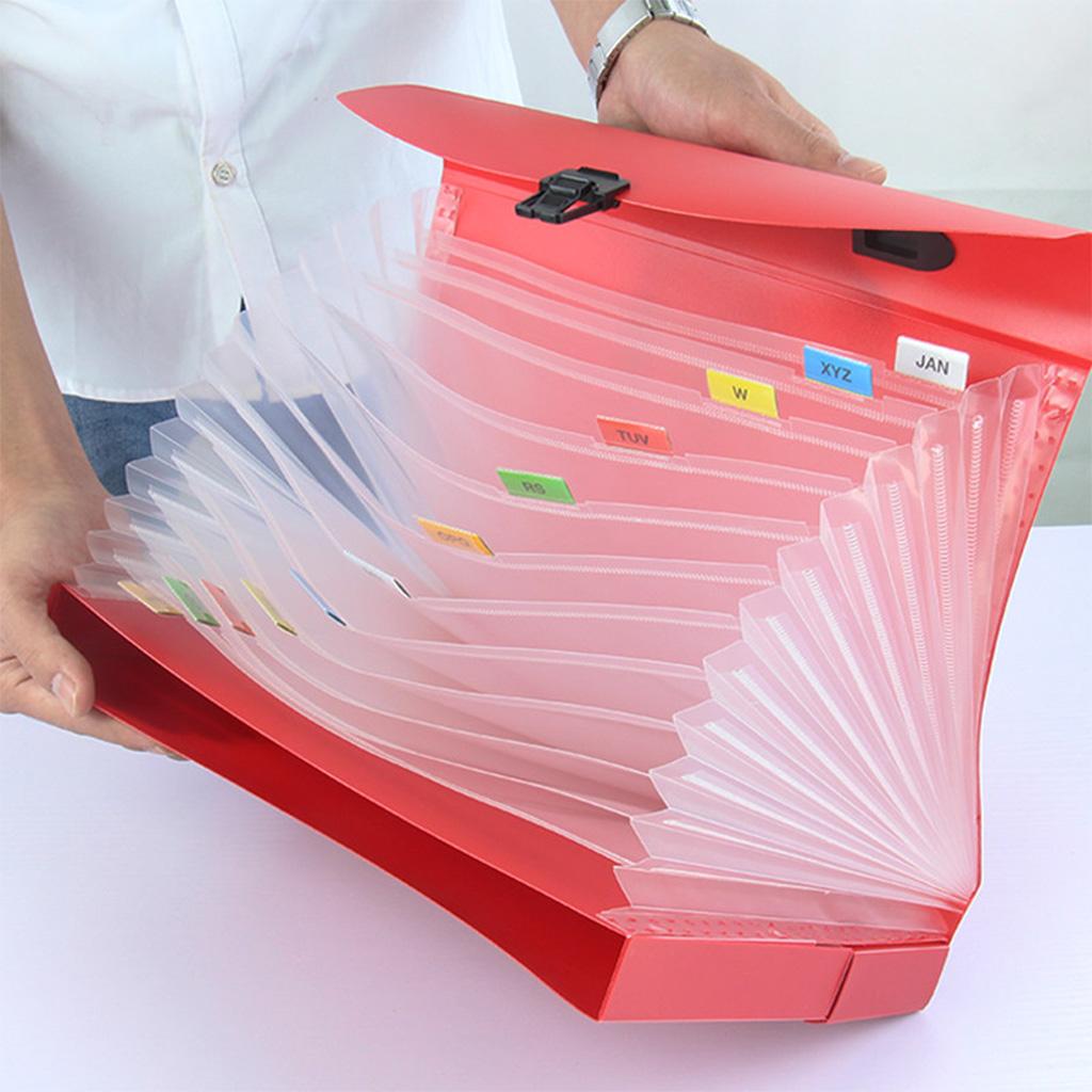 Expanding File Folder Document Storage Bag Filing Letter Organizer Red