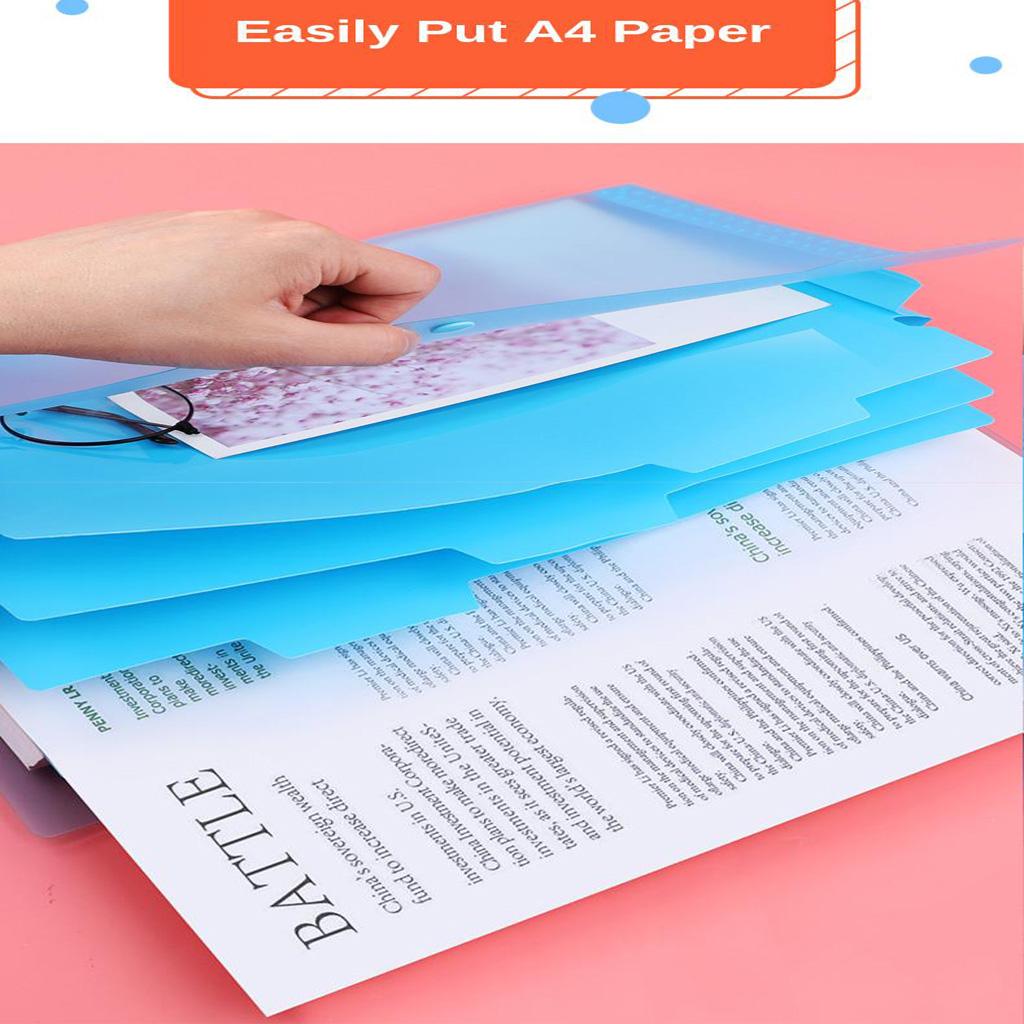 Expanding File Folder Accordion Document Filing Organizer Bag Blue