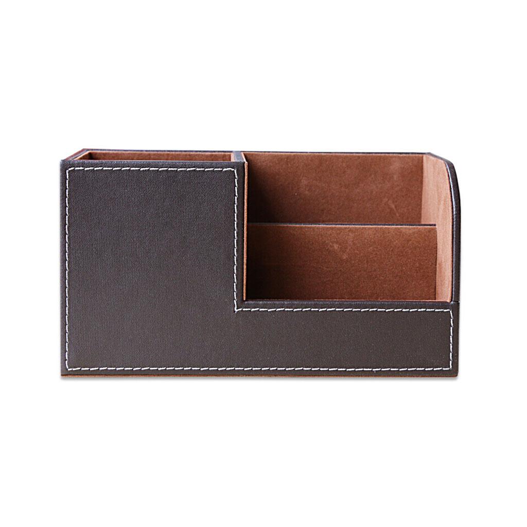 Multi-purpose Desktop Pu Leather storage box Pencils Holder Brown
