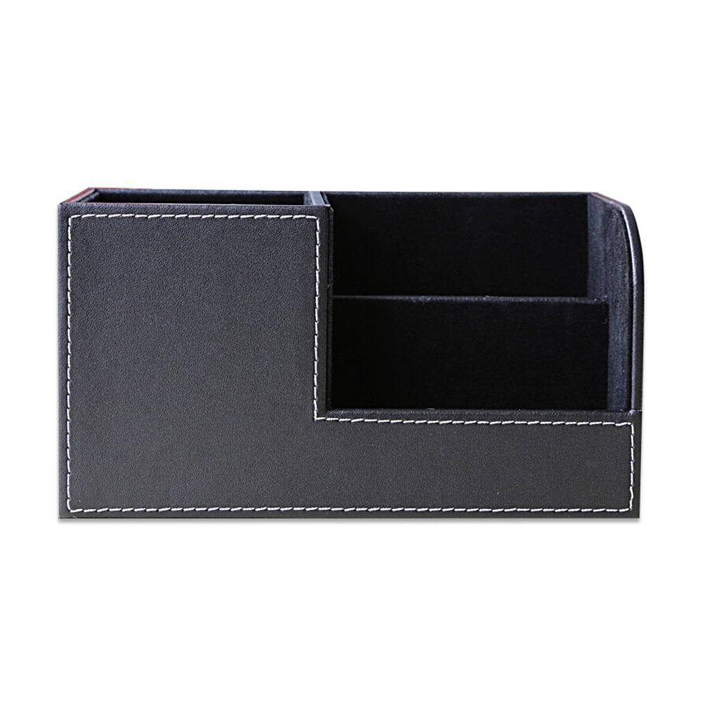 Multi-purpose Desktop Pu Leather storage box Pencils Holder Black