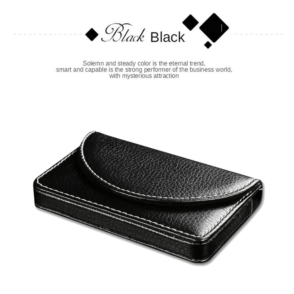 Portable PU Leather Business Cards Holder Name Card Storage Cardcase Black