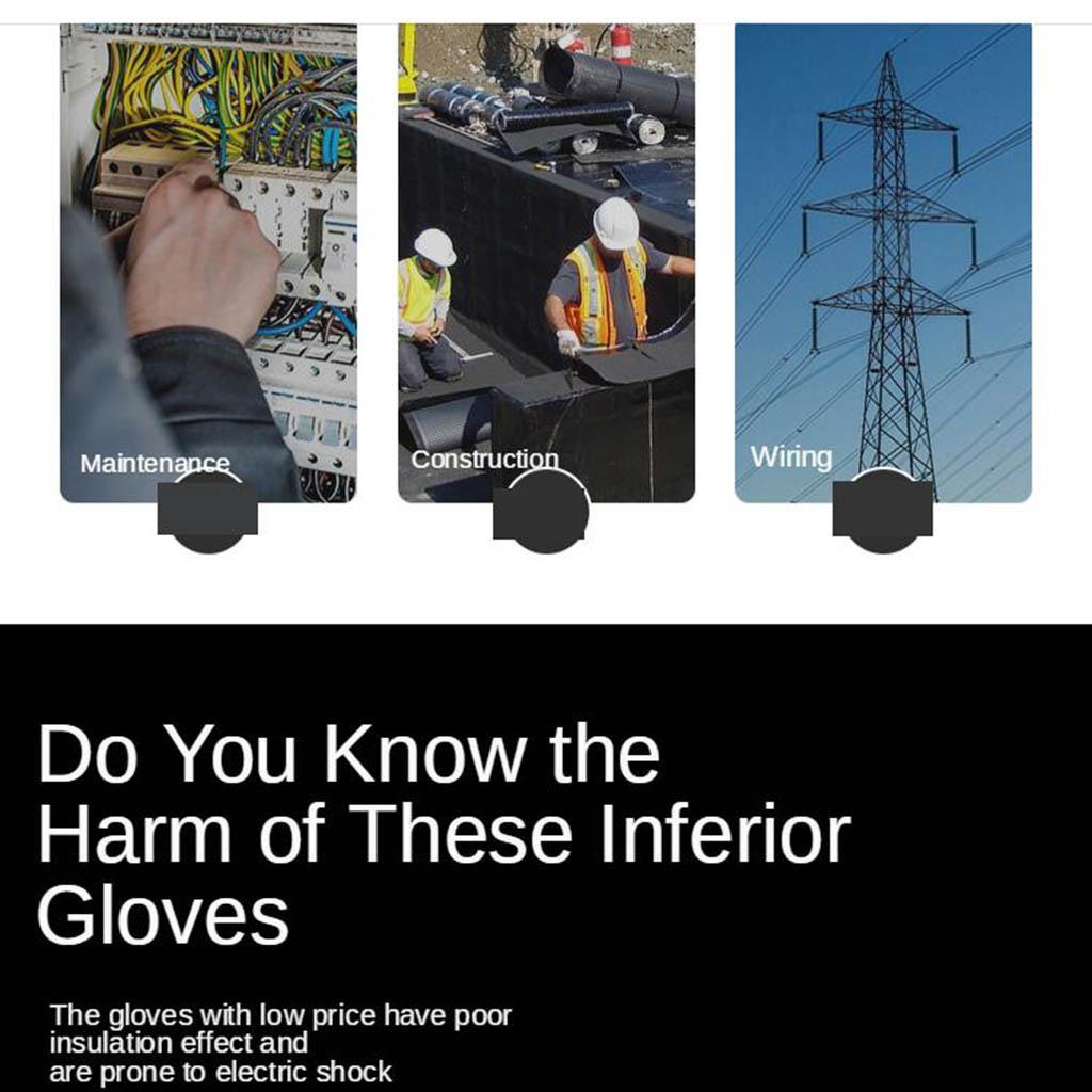 High Voltage Electricians Insulating Gloves Rubber 25kv