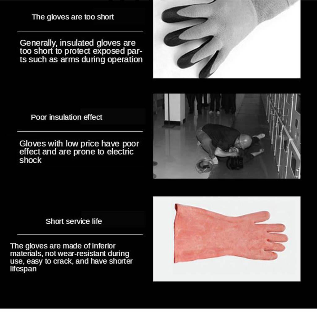 High Voltage Electricians Insulating Gloves Rubber 25kv