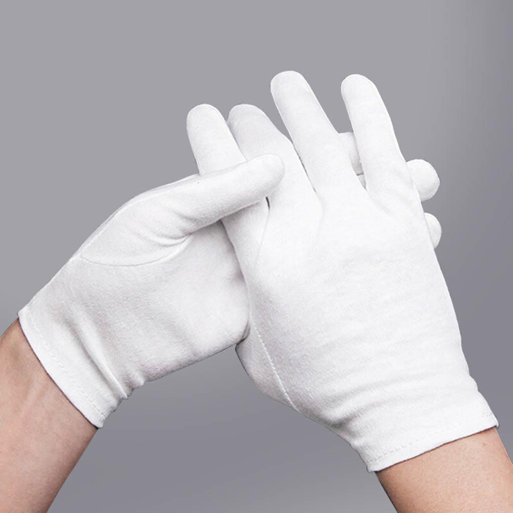Large White Cotton Gloves Work Glove for Men Women 12 Pairs Common Style
