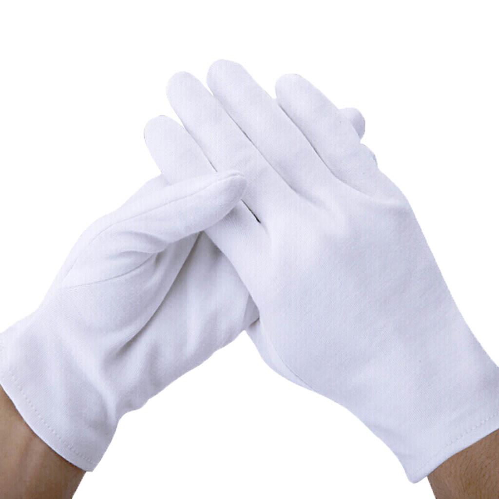 Large White Cotton Gloves Work Glove for Men Women 12 Pairs Thicken style