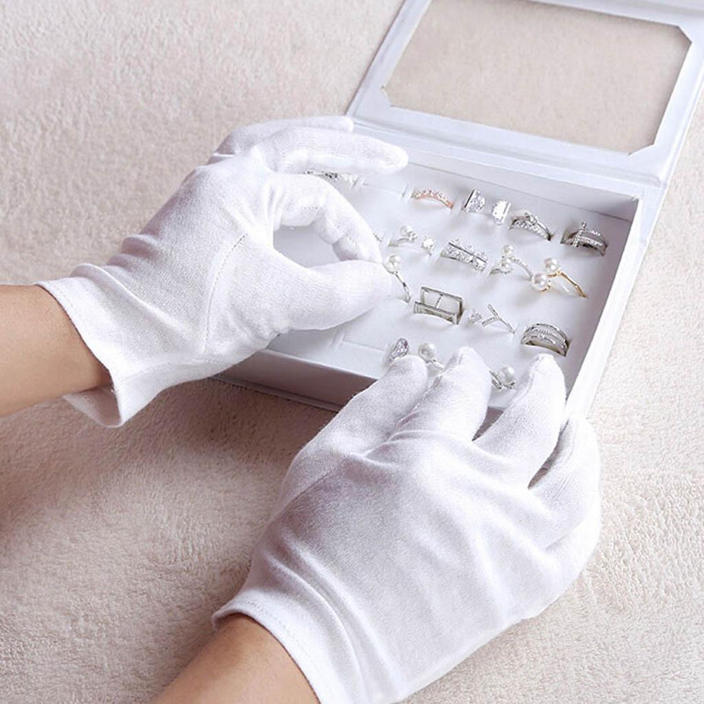 Large White Cotton Gloves Work Glove for Men Women 12 Pairs Thicken style